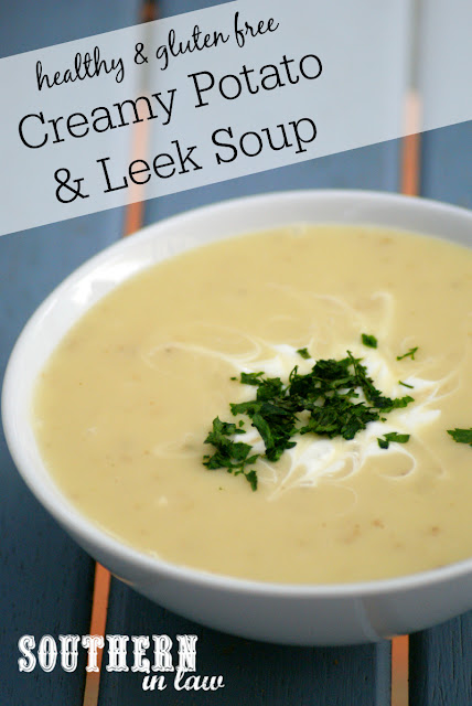 Gluten Free Creamy Potato and Leek Soup Recipe | low fat, low calorie, gluten free, healthy soup recipe