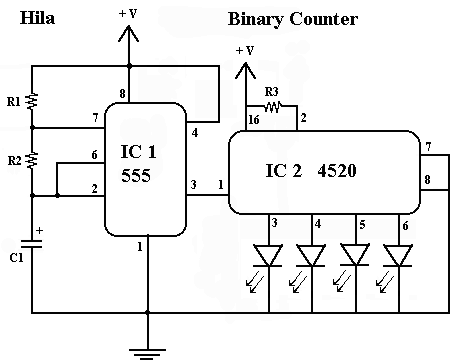 electronic hobby circuits: binary counter using 555 ic