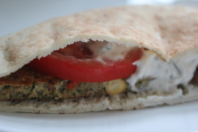 MorningStar Farms Mediterranean Chickpea Burger pita sandwich