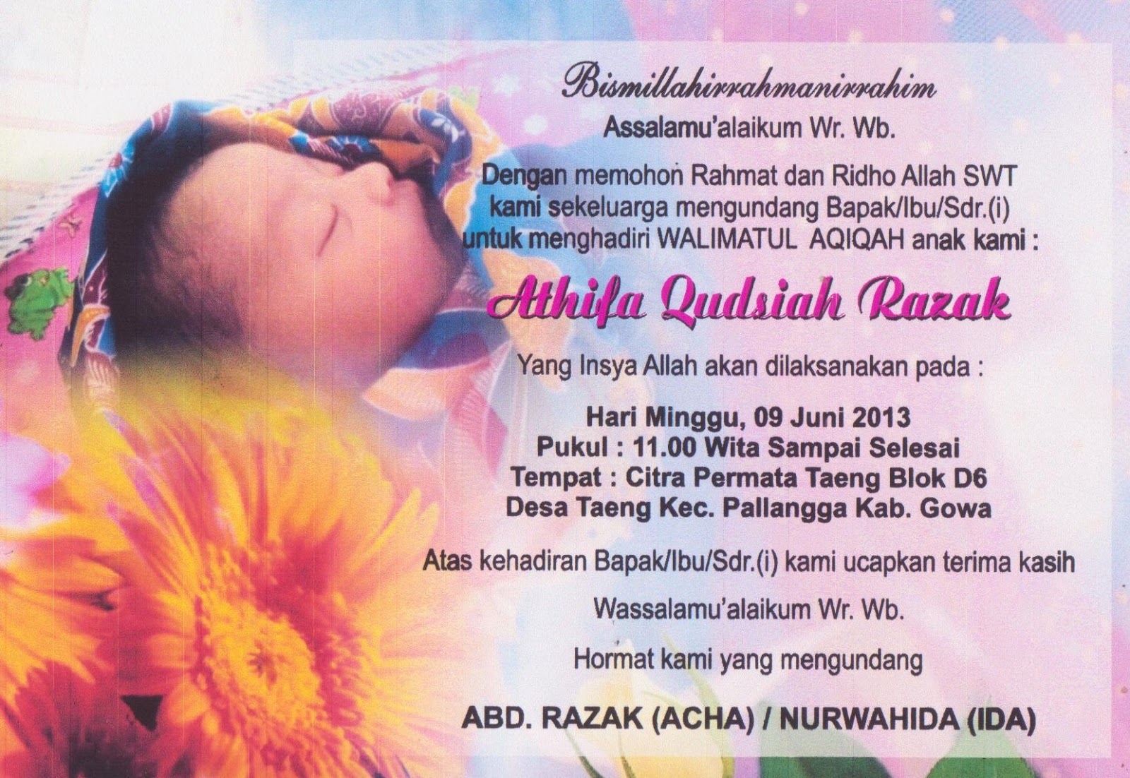 Athifa Razak: Acara Aqiqah Athifa