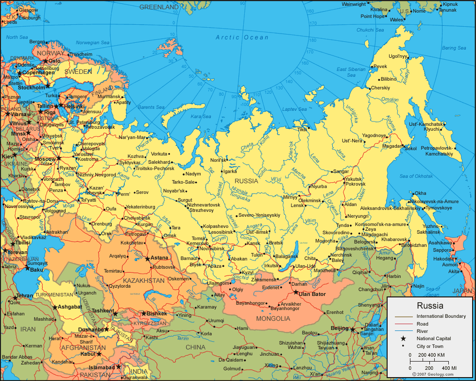 Map of Russia political Regional: Map of Russia Country