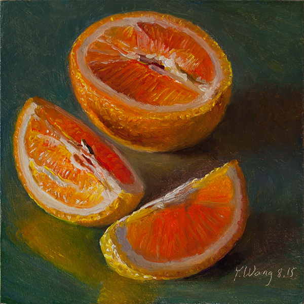 Wang Fine Art orange slices fruit daily painting a day still life