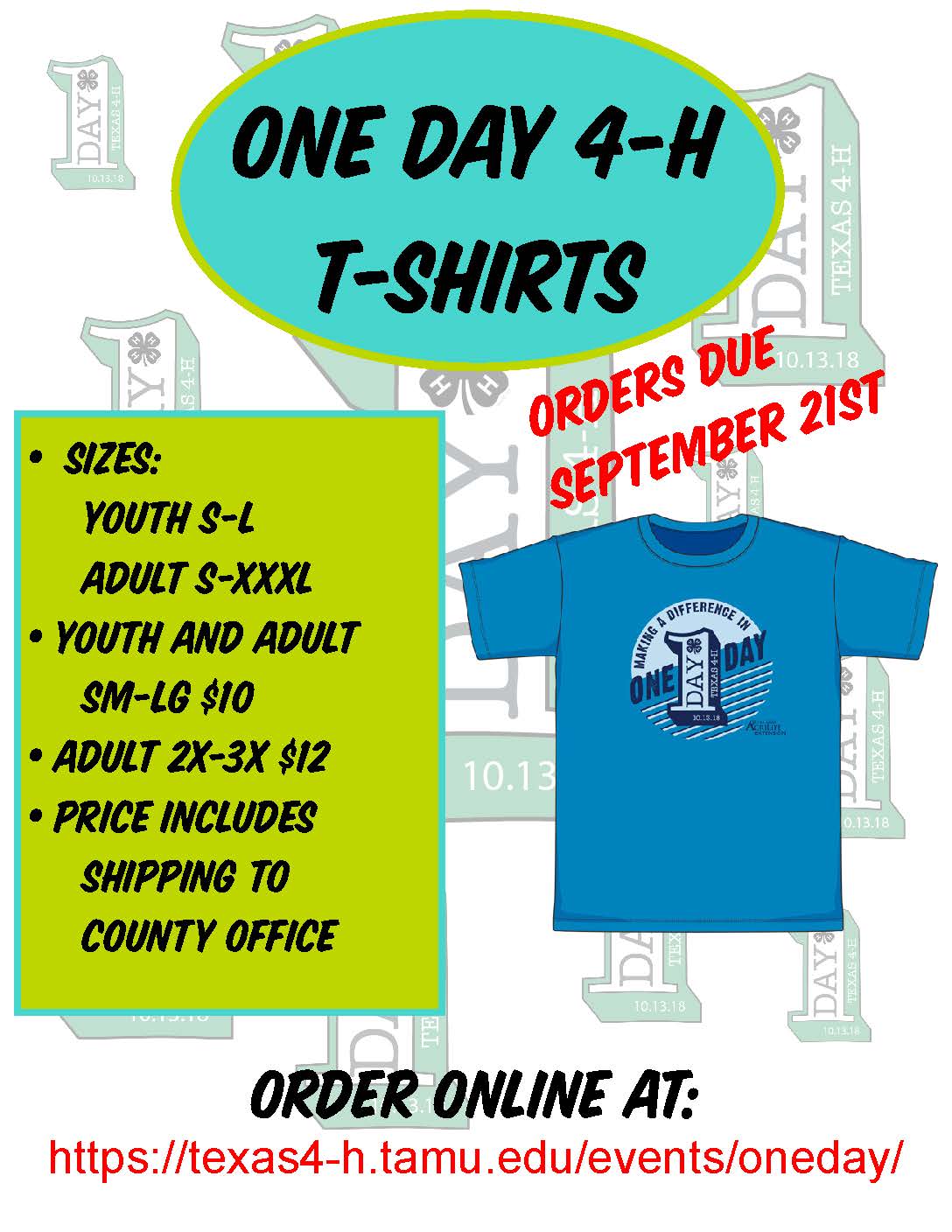 Texas 4-H Practitioner's Blog: Last Day to Order One-Day 4-H Shirts