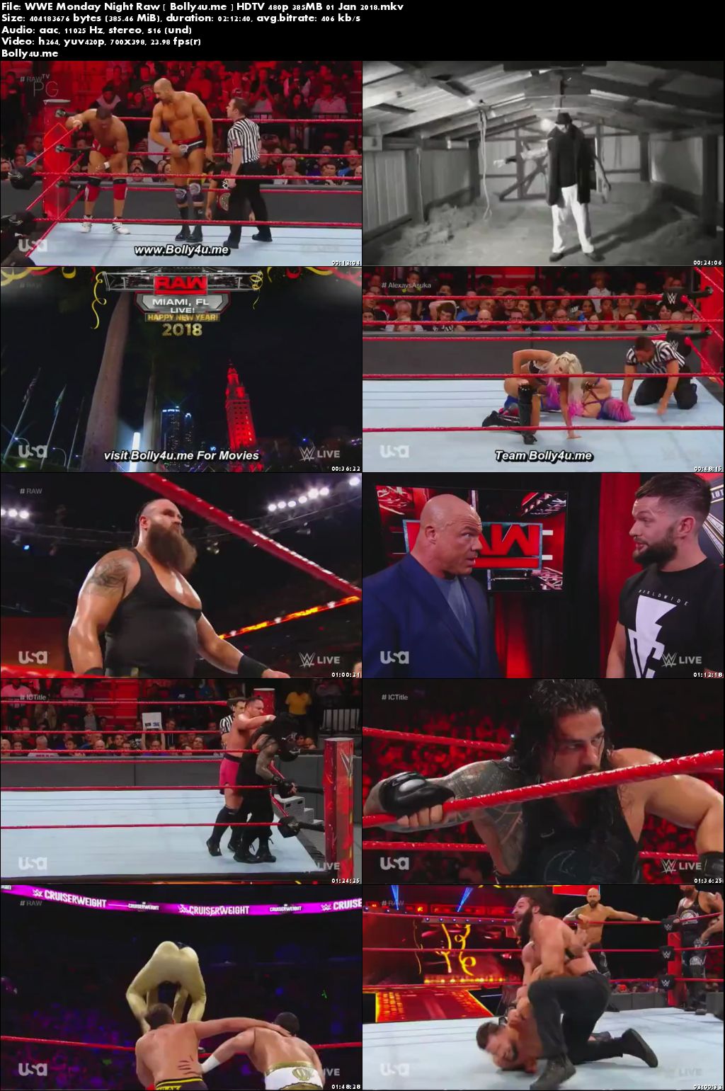 WWE Monday Night Raw HDTV 480p 350MB 01 Jan 2018 Download