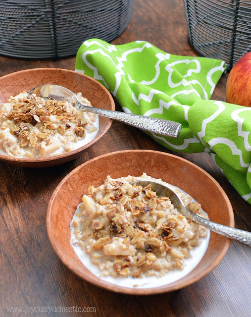 Joyously Domestic Slow Cooker Overnight Apple Crisp Oatmeal