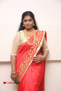 Actress Jayavani Stills in Red Saree at Intlo Deyyam Nakem Bhayam Trailer Launch  0015