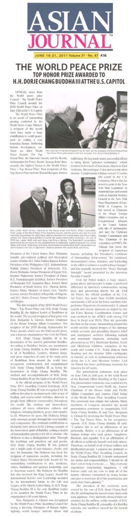 Asian-Journal-2011年6月獲頒世界和平獎