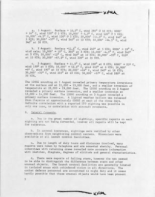 UFO Report at  Missile Sites, F E Warren AFB Wyoming (C) August 1965