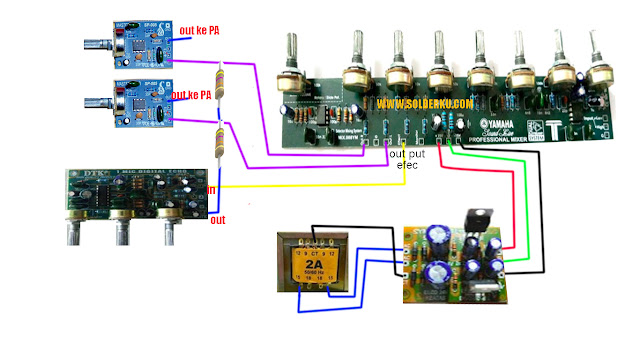 cara merakit mixer 8 potensio 1 chanel