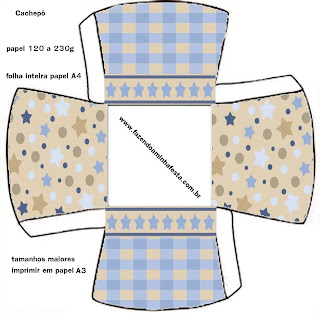 Estrellas Beige y Azul: Cajas para Imprimir Gratis. Estrellas Beige y Azul: Cajas para Imprimir Gratis.