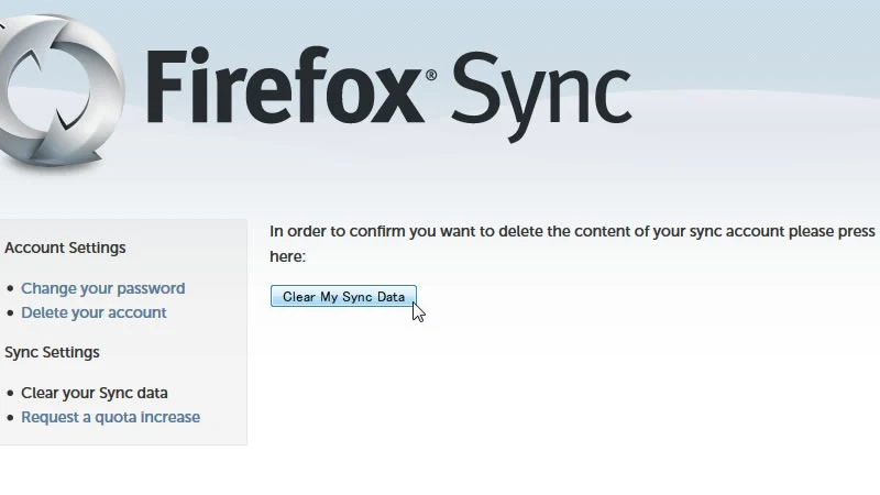 【Firefox】Syncのデータをクリアする 3