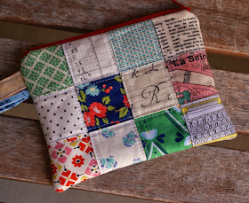 Patchwork Wristlet at Fabric Mutt for Graph Paper Quilt Along from Pink Penguin Tutorial 