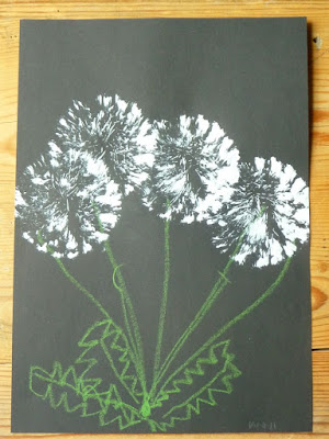 Meine grüne Wiese: Die Pusteblume - gemalt und gedruckt