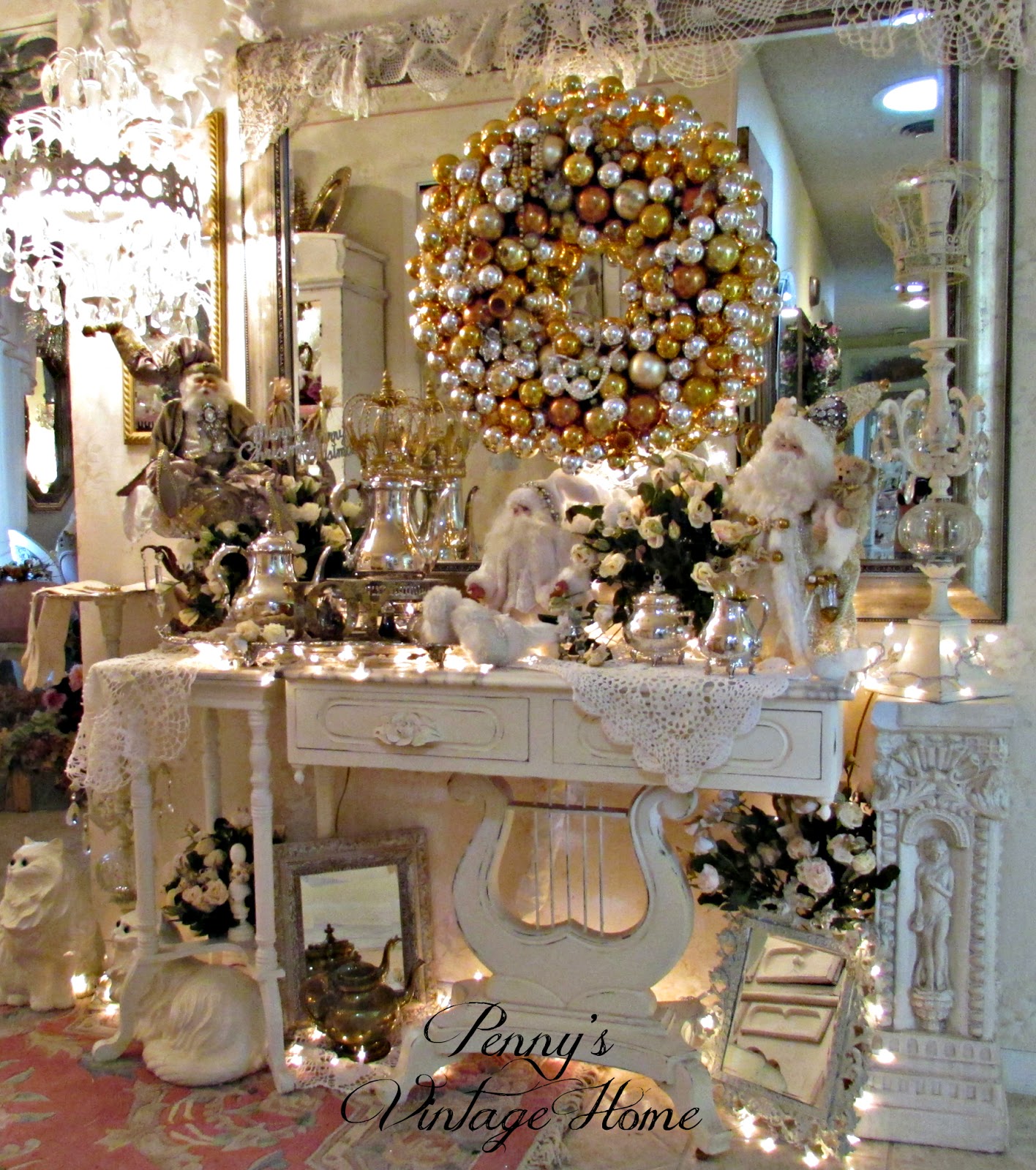 Silver And Gold Decorations New House Designs Penny S Vintage Home Silver Gold Holiday Wreath