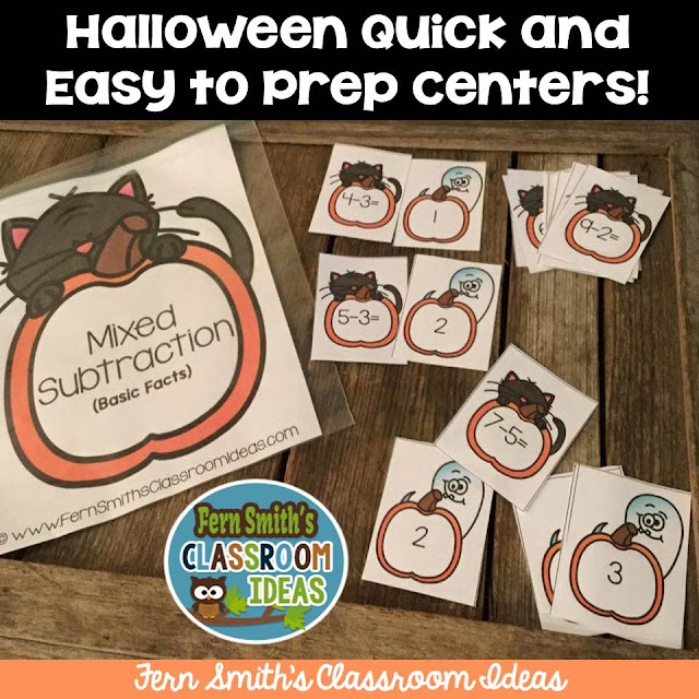 Fern Smith's Classroom Ideas Quick and Easy to Prep Halloween Centers at TeacherspayTeachers.