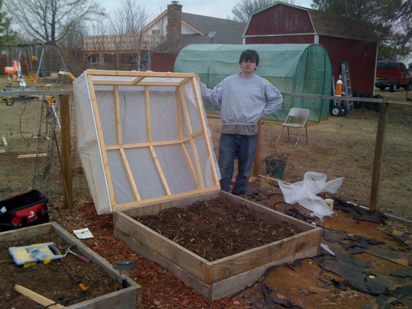 Beau's Oklahoma Raised Bed Garden February Cold frame for strawberries
