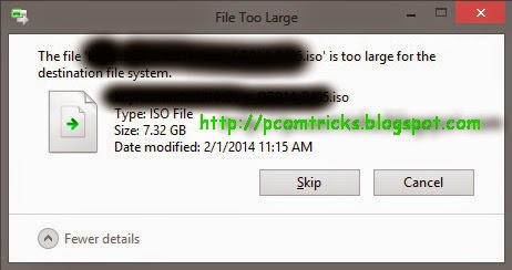 file is too large for destination file system file is too large for destination file system