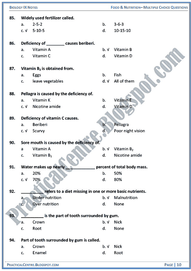 food-and-nutrition-mcqs-biology-ix