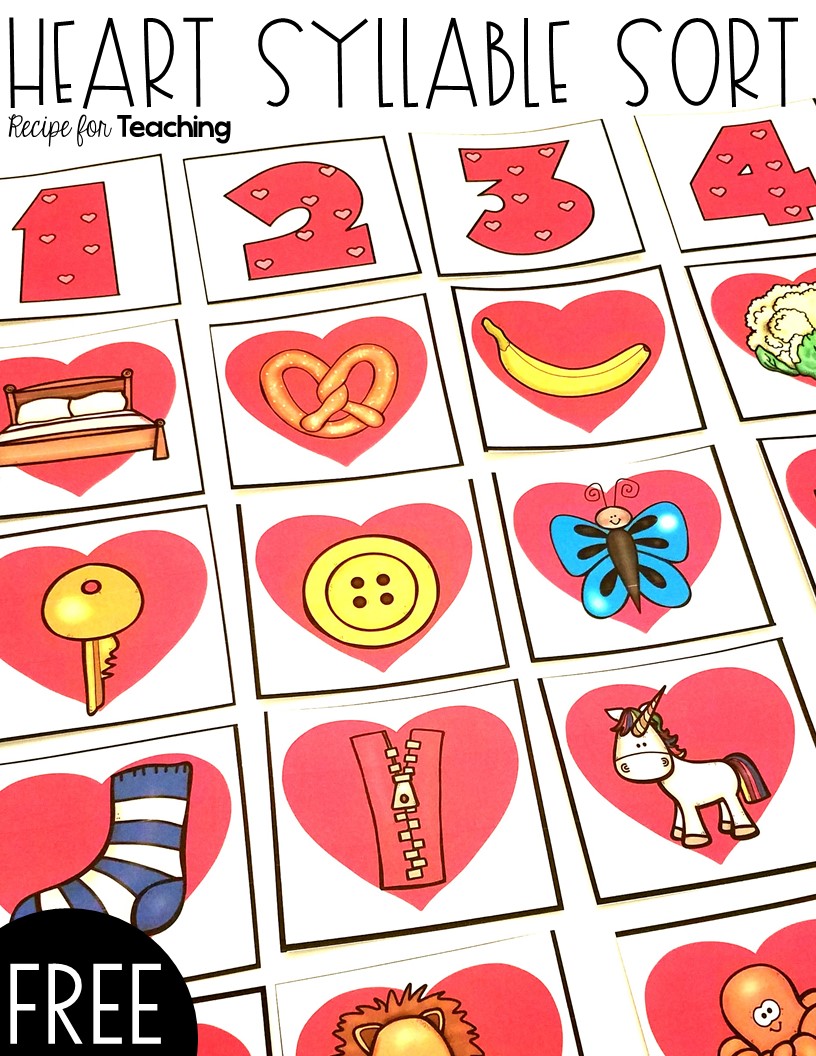 Heart Syllable Sort Recipe for Teaching