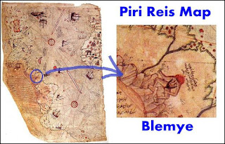 Blemye on Piri Reis map