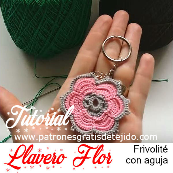 Llavero tejido en frivolité con aguja / Tutorial