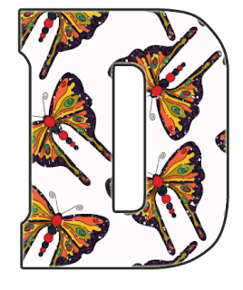 Abecedario con Fondo de Mariposas. Alphabet with Butterfly Background.