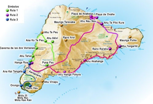 Mapa turistico y guia de la Isla de Pascua