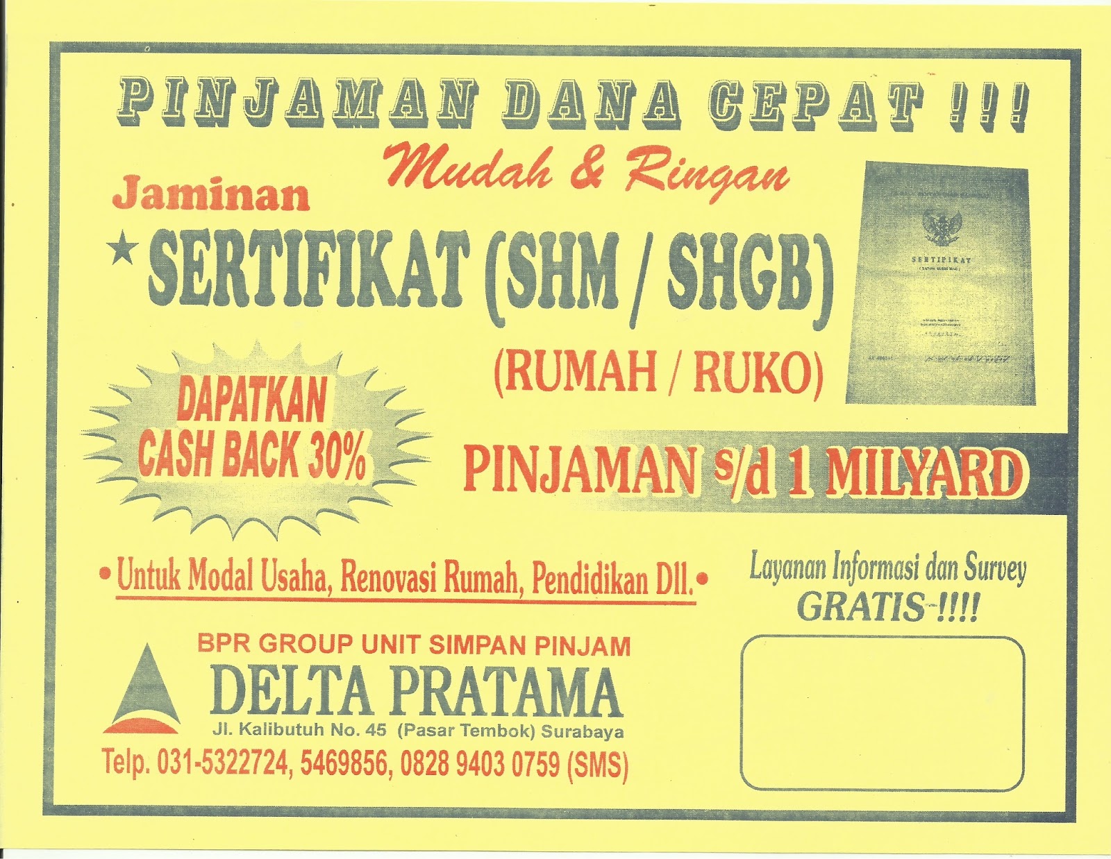 Koperasi Simpan Pinjam Jaminan Sertifikat Rumah Di Surabaya - Sekitar Rumah