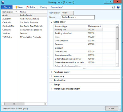 Item groups form in AX