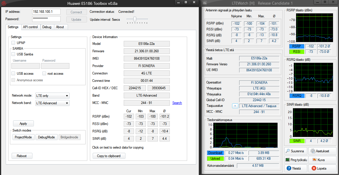Osanäyttötyö 4Gmodeemin ja reitittimen asetukset