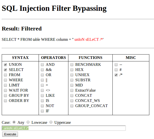SQL Injection Filter Bypassing v0.4
