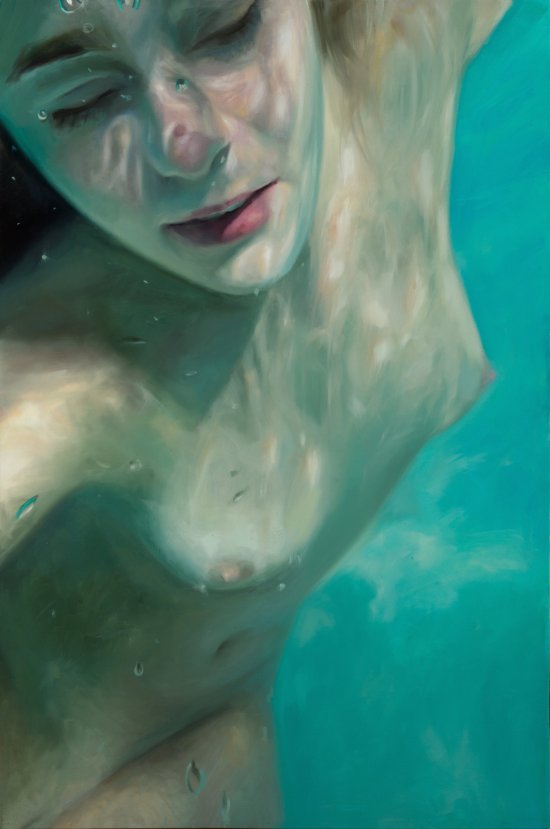 Reisha Perlmutter pinturas mulheres nuas subaquáticas água realista