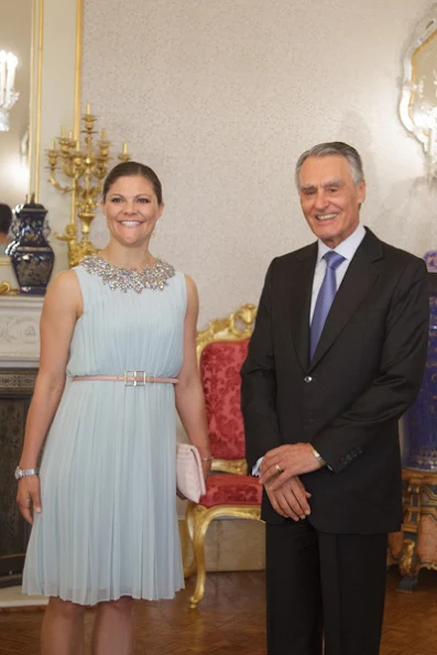 Crown Princess Victoria of Sweden met with the The President of the Portuguese Republic at the Presidential residence.
