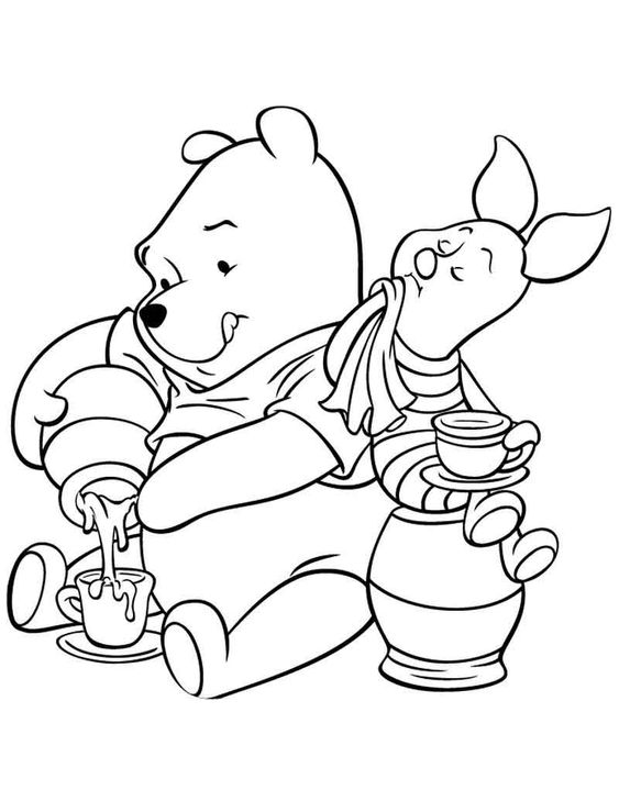 Tranh cho bé tô màu gấu Pooh 25