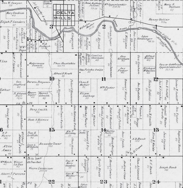 Michigan's Past 1895 Map of Delta Township