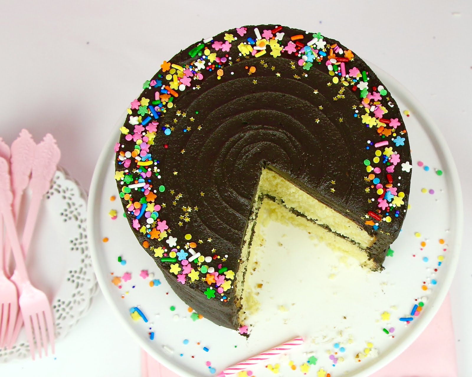 {VIDEO} THE BEST Yellow Birthday Cake with Chocolate Frosting The