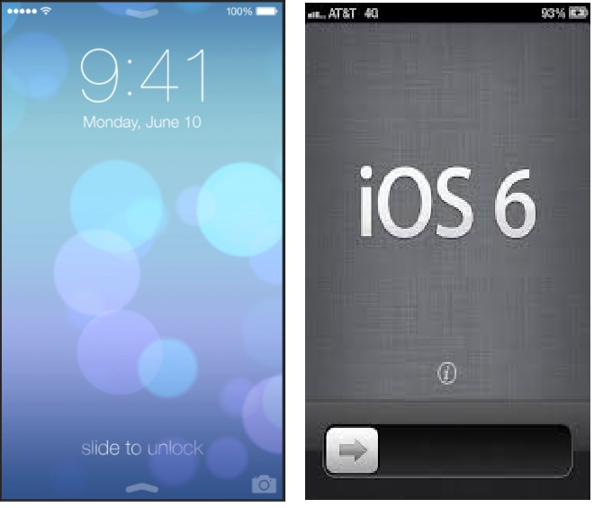 iOS 7 Vs iOS 6 Side To Unlock