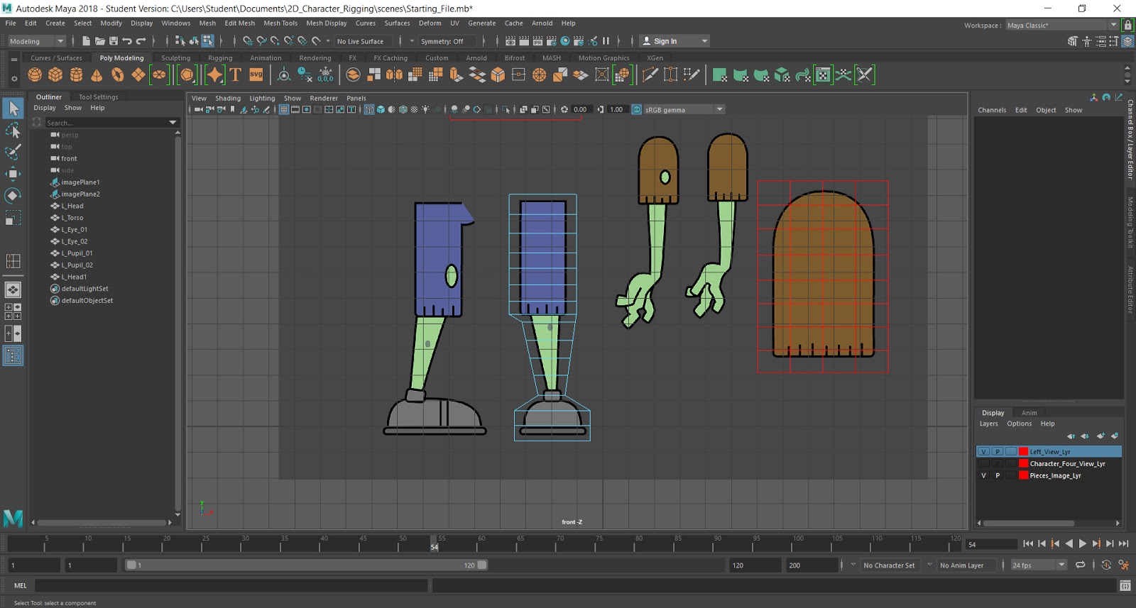 Computer animation 2d character rigging pieces - vamsa