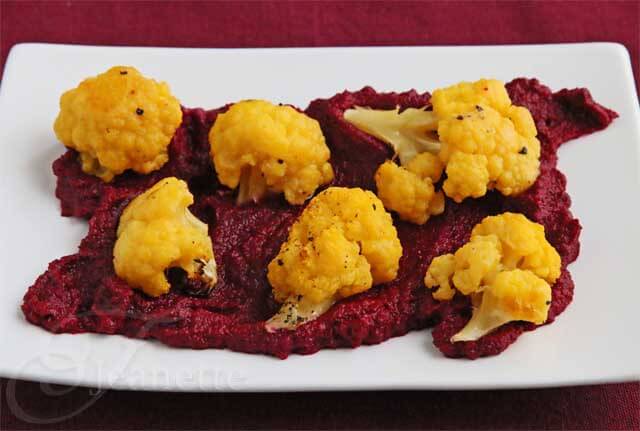 This combination of Roasted Cauliflower and Beet Hummus is ghoulishly delicious, and a great way to enjoy fall vegetables in season.