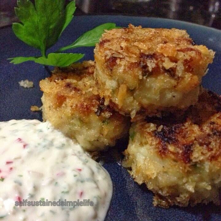 Our Journey to a Simple Life Flounder Cakes with Herb Yogurt Sauce