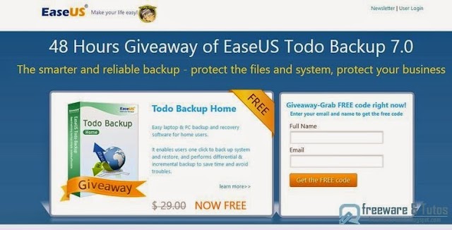 Offre promotionnelle : EaseUS Todo Backup Home 7.0 gratuit pendant quelques heures !