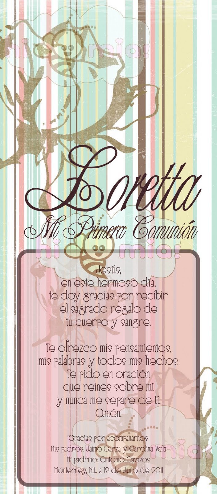 Hi Mia! Oraciones para Primera Comunión