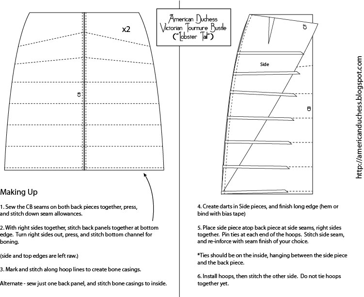 American Duchess: V346: How to Make a Victorian Bustle - Pattern and ...
