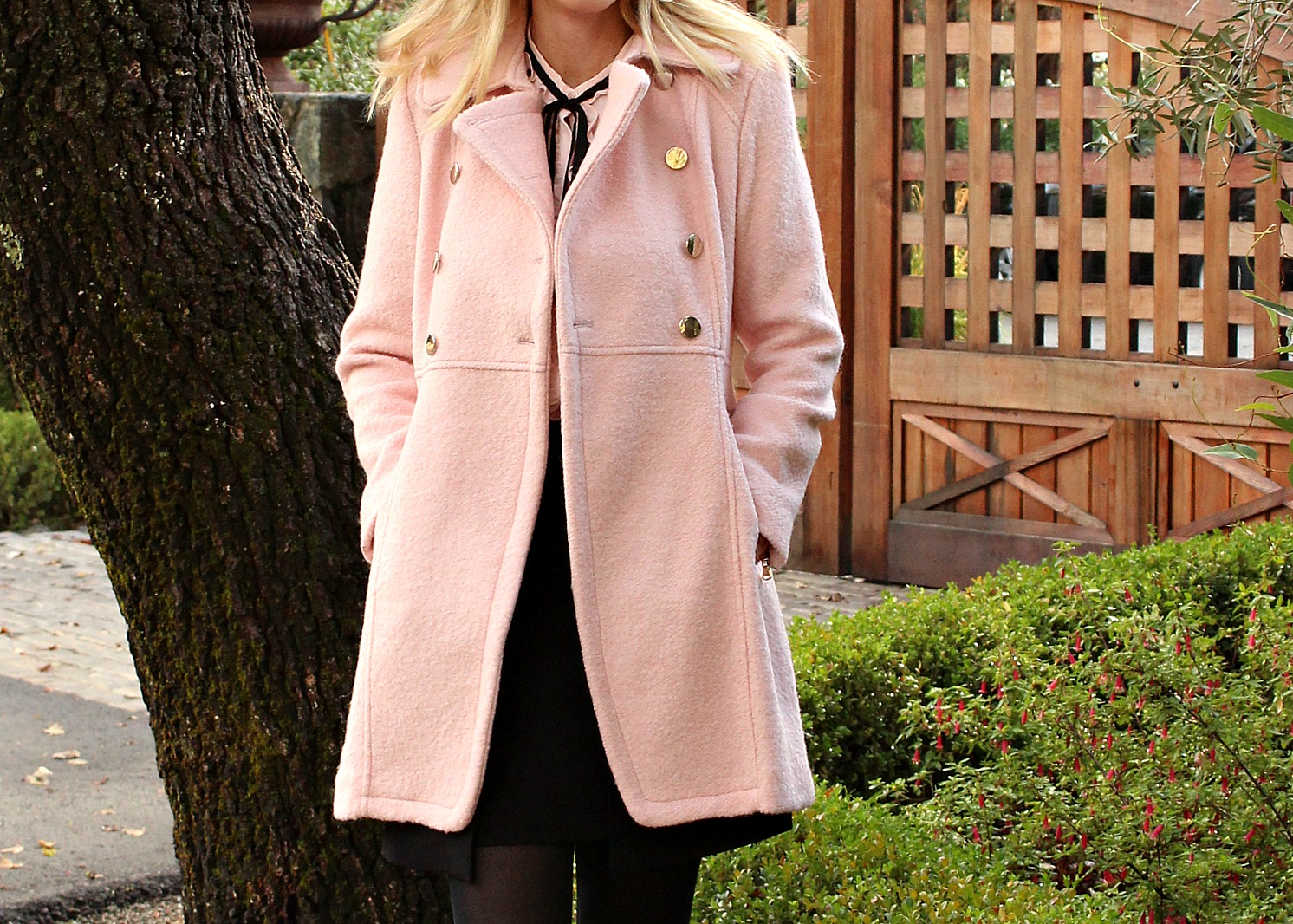 boucle coat pink
