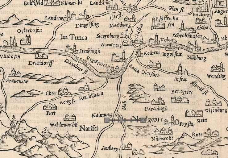 Regensburg historisch: 1540 - Regensburg in einer Karte von Sebastian Münster