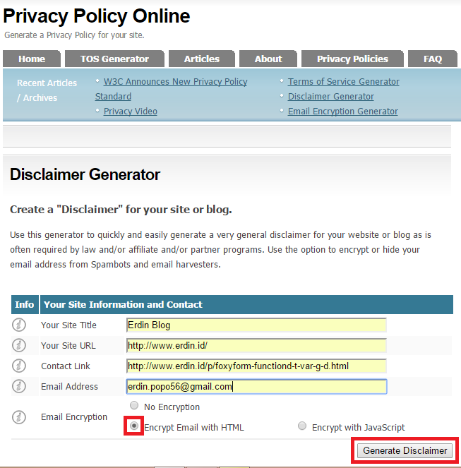 Cara Membuat Laman Disclaimer MAGIC HOUR