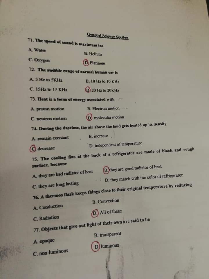 KNOWLEDGE FOR ALL MCQs, QUESTION PAPER OF ECT (EARLY CHILDHOOD TEACHER