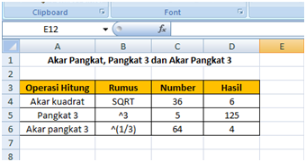 Rumus Akar Kuadrat Pangkat 3 Dan Akar Pangkat 3 Di Microsoft Excel Infodantutorial