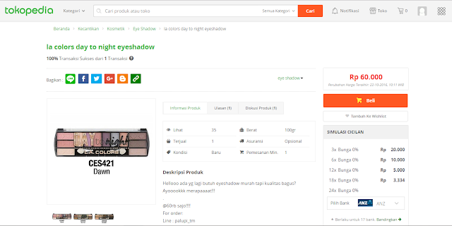 Harga eyeshadow paling murah di Shopee