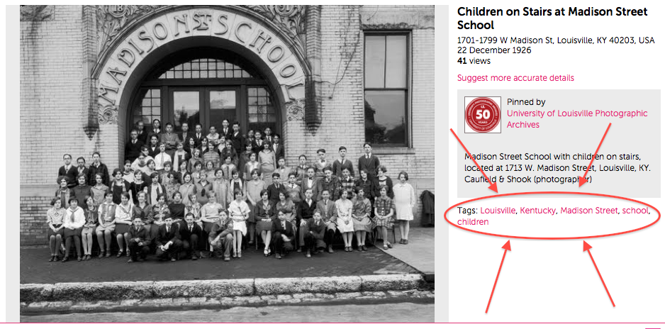 Local History For Kids Use of Tags on Historypin